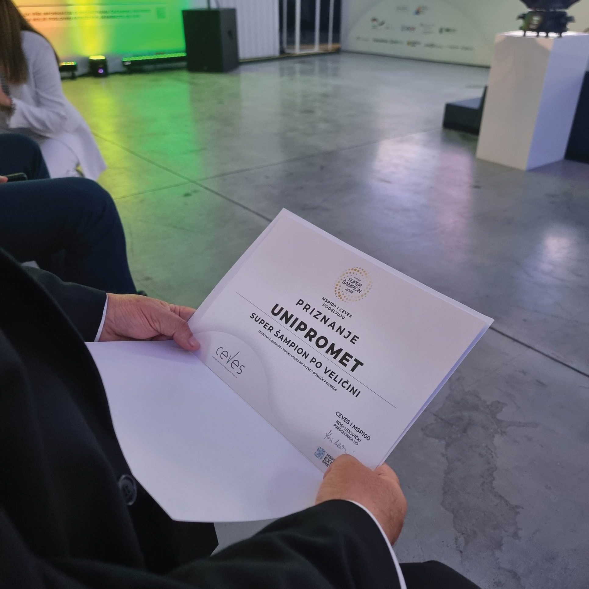 MSP100 Expo 2024: Unipromet dobitnik prestižnog priznanja; MSP100 Expo2024